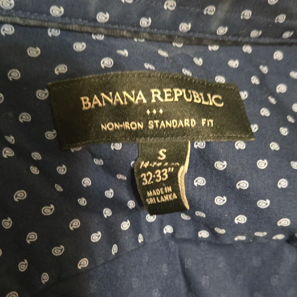 Banana Republic Navy Polka Dot Button Down Shirt